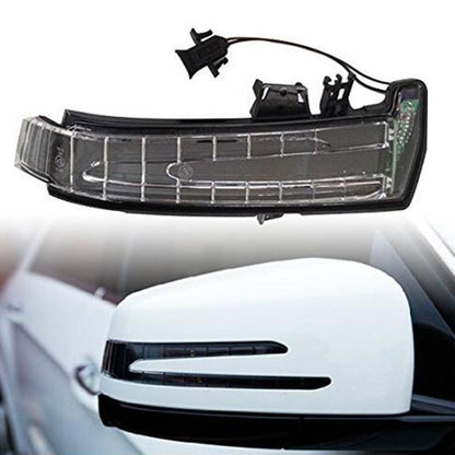 Right-side rearview mirror turn signal LED indicator lamp, clear lens with connector and black base