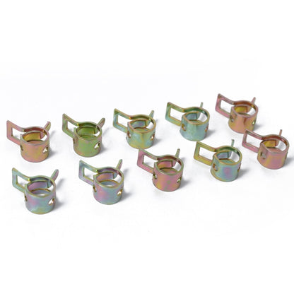 20mm metal spring hose clips, rainbow zinc finish, set of 10