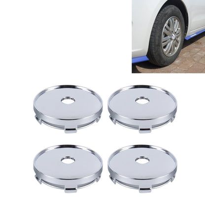 Metal wheel hub cap set, chrome round covers with center mounting hole tabs