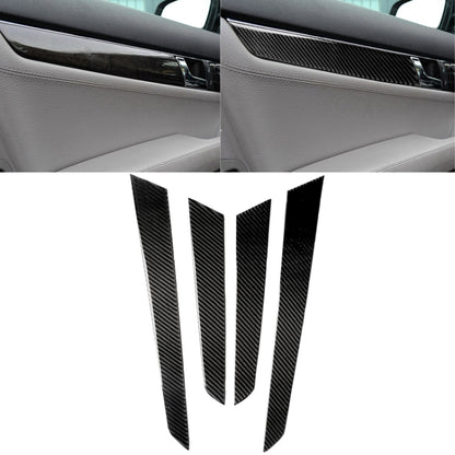 Carbon fiber inner door panel sticker set, four black textured strips