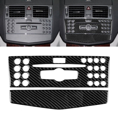 Carbon-fiber-look console sticker panel with circular button cutouts and central opening