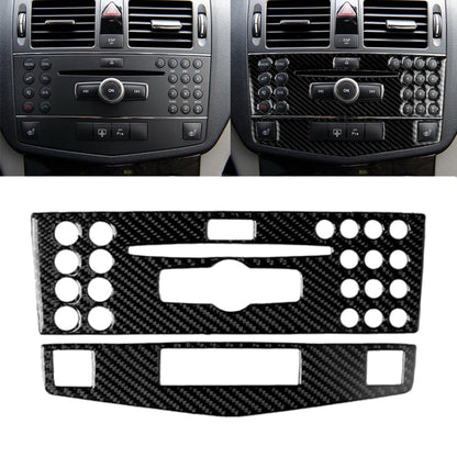 Carbon-fiber center console decorative sticker panel with cutouts for controls and knobs