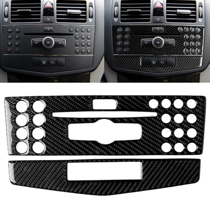 Black carbon fiber center console panel sticker set with circular button cutouts