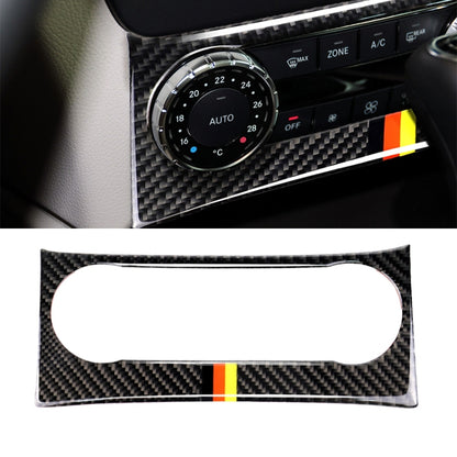 Carbon fiber air conditioning trim sticker with German flag stripe and oval cutout