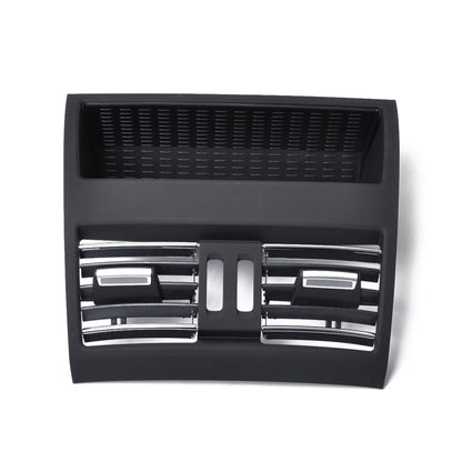 Car AC vent grille insert with mesh top and chrome horizontal slats, black