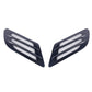 Pair of black hood vent grille covers with three-line silver mesh slats