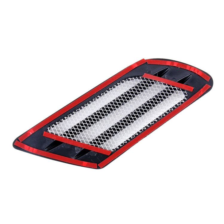 Black hood vent grille cover with red border and white diamond mesh insert