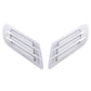 Car hood side vent grille cover set, white with silver mesh slats (2 pieces)