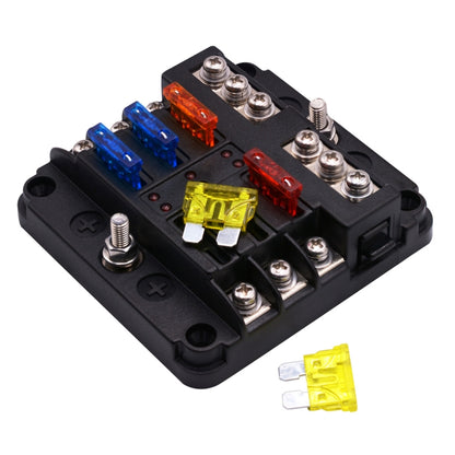 6-circuit blade fuse holder kit with LED indicator and assorted blade fuses