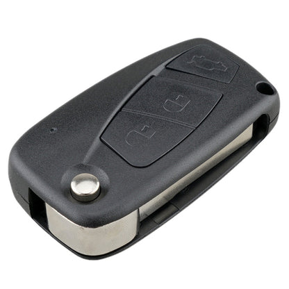 Black 3-button car key fob case with metal key ring and battery slot