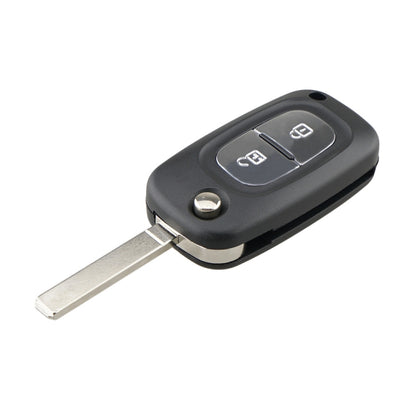 RENAULT key fob case with foldable metal blade, two-button remote, black shell