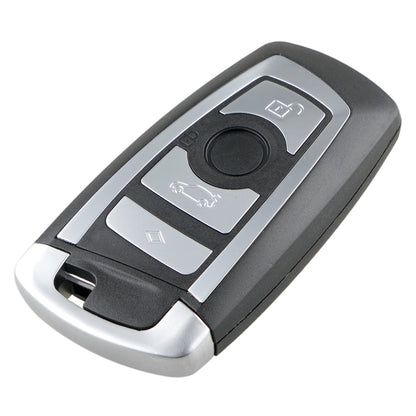 Black car key fob with silver buttons and lock/unlock icons, flip-out metal key holder