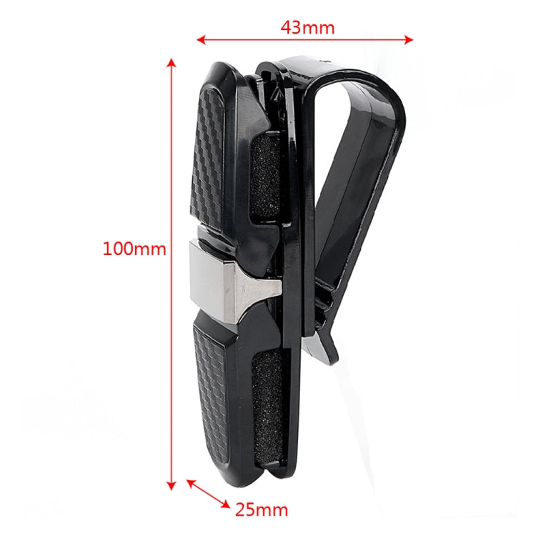 Car eyeglasses clip holder, size diagram shows 43mm x 100mm x 25mm