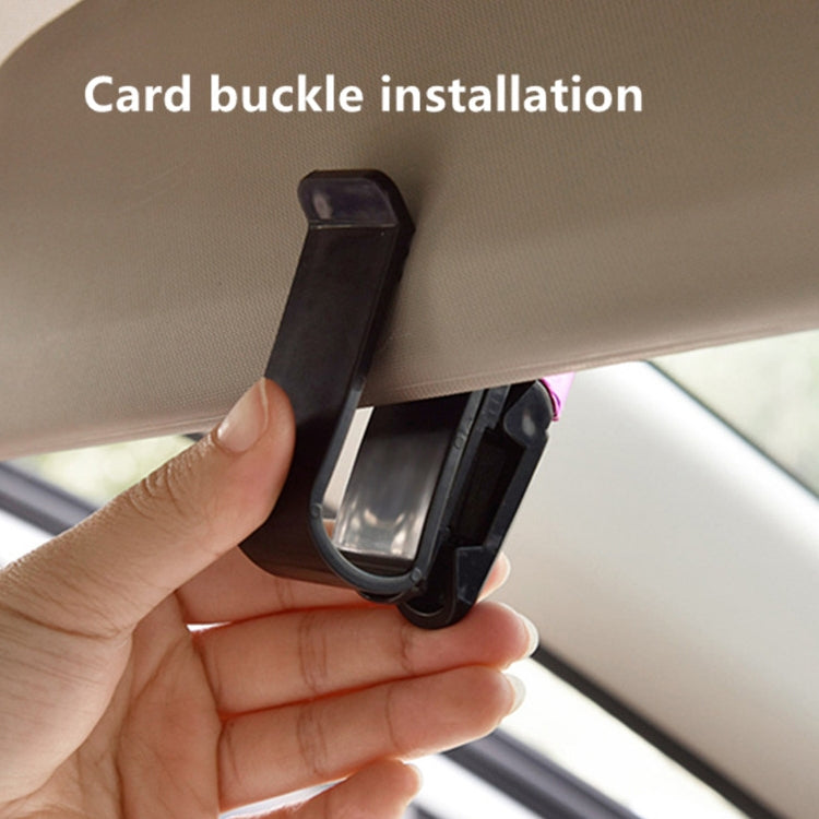 Car eyeglasses clip holder, hand installing clip on car with card-buckle base