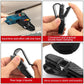 Car eyeglasses clip holder, double-head clamp design shown in multiple use angles