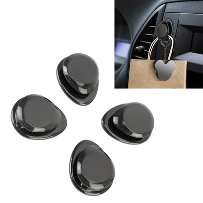 Car mini bag hanger hooks set of 4, glossy black round snap-on hooks