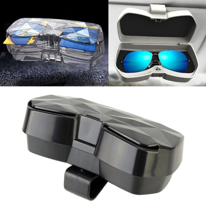 Transparent car glasses case with card slot, diamond-style frame, for sunglasses storage
