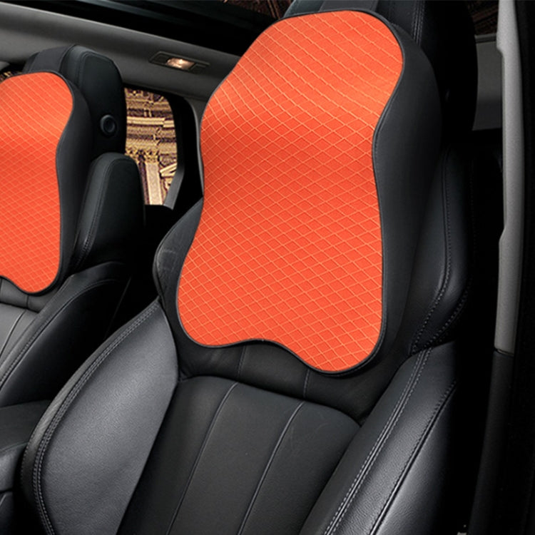 Car neck pillow with breathable grid cover, bright orange panel and black edge trim