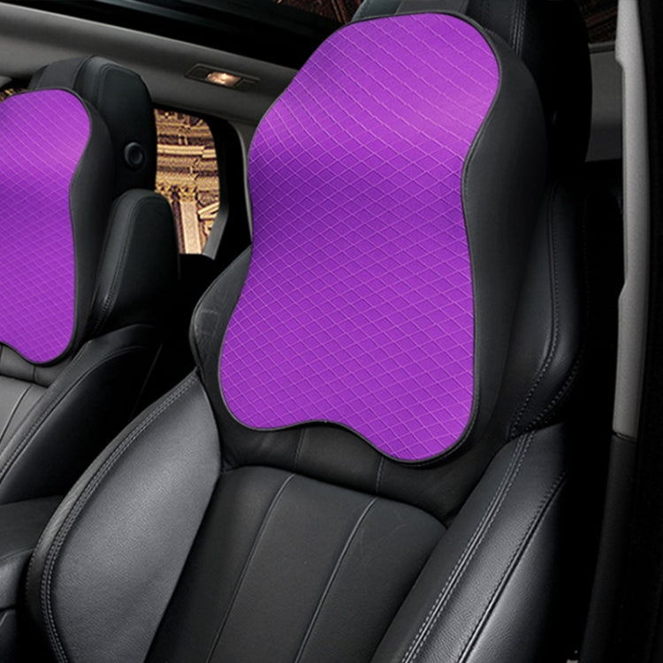 Car neck pillow with breathable grid cover, purple panel and black edge trim