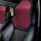 Car neck pillow with breathable grid cover, deep red panel and black edge trim