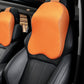 Car neck pillow with breathable grid cover, orange panel and black edge trim