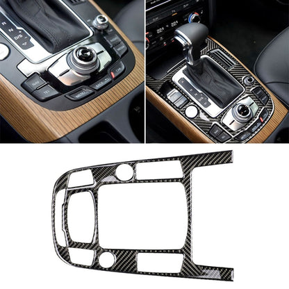 Carbon fiber-look gear position panel sticker for automatic gear console, installed