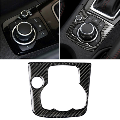 Carbon fiber right-drive multimedia frame sticker, black weave texture with knob cutout