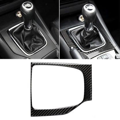 Carbon fiber gear shift frame sticker with cutout, installed around manual shifter area