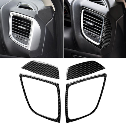 Carbon fiber air outlet trim stickers with vent frame, installed on dashboard