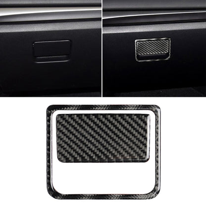 Front passenger seat storage box trim sticker with carbon fiber weave, rectangular