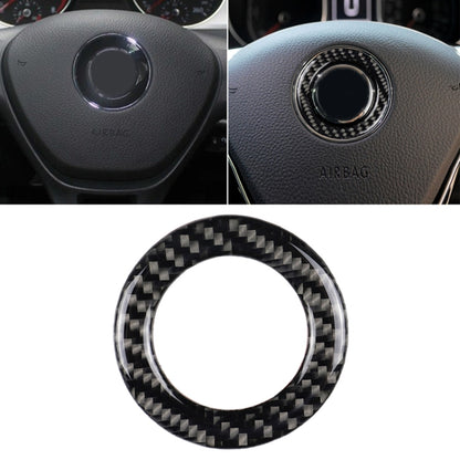 Steering wheel center ring sticker with carbon fiber pattern, chrome edge, black center