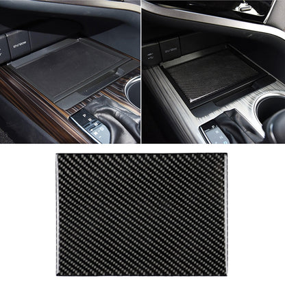 Carbon fiber pattern storage box insert sticker for car console, rectangular black