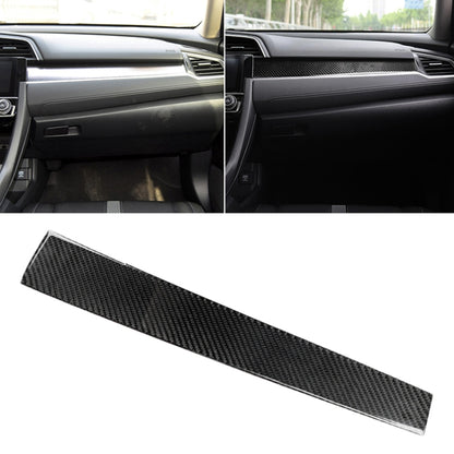 Carbon fiber central control dashboard trim strip, black woven pattern accent