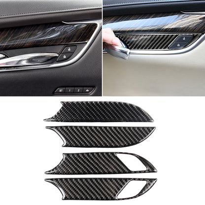 Carbon fiber door inner handle wrist panel sticker with woven pattern and cutouts