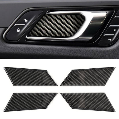 Carbon fiber door bowl decal set, black weave pattern, curved interior insert
