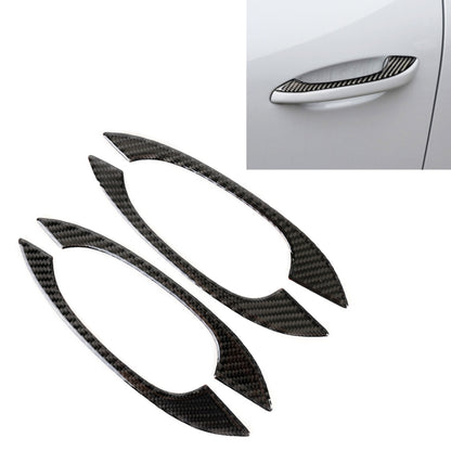 Carbon fiber door handle sticker set, black weave finish, 4-piece exterior trim
