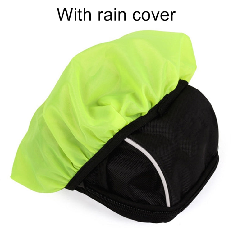 Black bicycle front phone bag with included neon rain cover