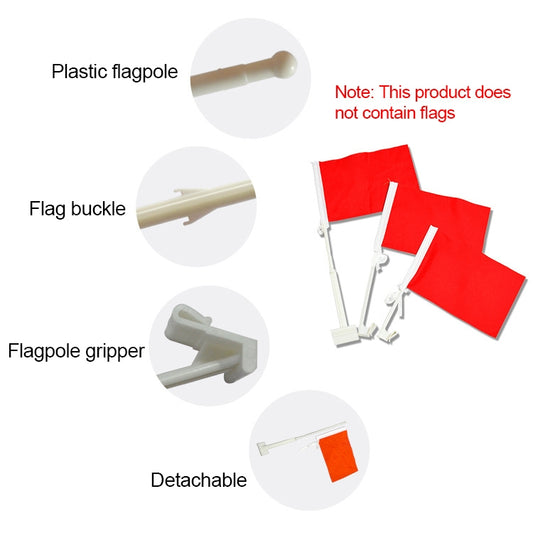 10 PCS 34cm Clip-type Car Window Plastic Flagpole, No Flag, 34cm