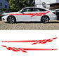 Car side stripe decal, red zigzag plaid on white sedan