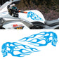 Motorcycle skull flame PVC sticker, blue skull with flame lines on white backing