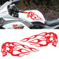 Motorcycle skull flame PVC sticker, red skull with flame lines on white backing