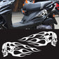 Motorcycle skull flame PVC sticker, black skull and flame streaks on scooter panel