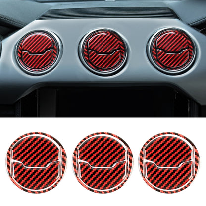 Central air outlet frame stickers, 3 chrome-ringed red carbon-fiber emblems