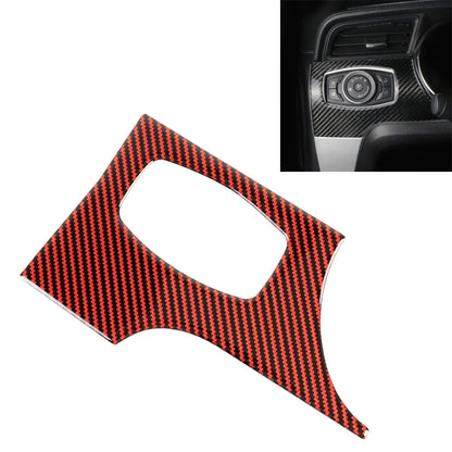Headlight switch panel decorative sticker, red-and-black carbon fiber weave with cutout window