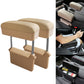 Beige PU leather armrest box cushion set with integrated storage compartments