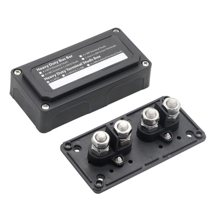 Black heavy-duty DC bus bar module box with four M10 terminal studs