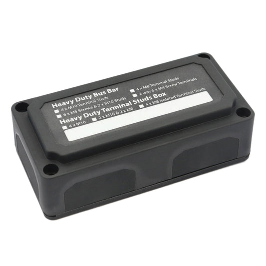 Max DC 48V 300A Heavy-Duty Module Design Bus Bar 4 M8 Terminal Studs Box Busbar for Car / RV / Boat, 300A