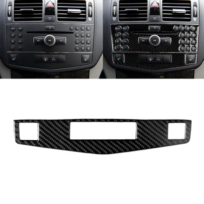 Black carbon-fiber center console panel trim with control buttons