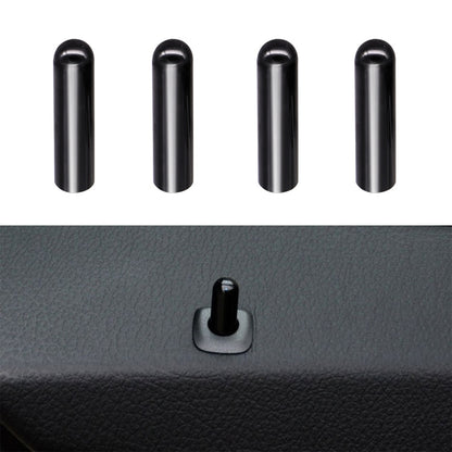 Car door lock cover caps, 4-piece set, black metallic finish