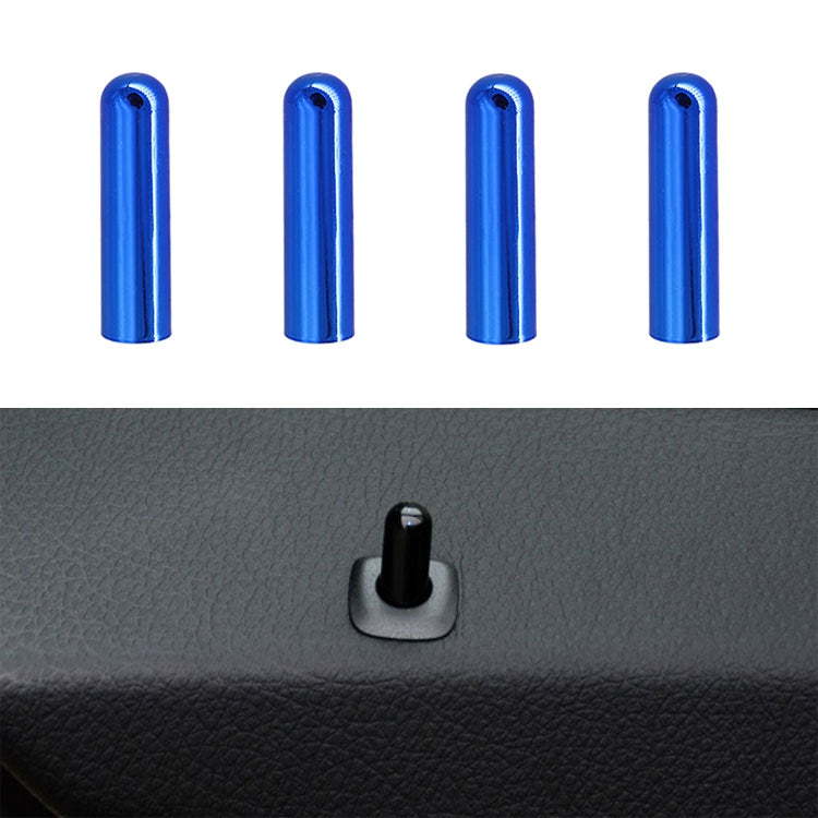 Car door lock cover caps, 4-piece set, blue metallic finish